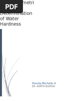 Complexometric Determination of Water Hardness Lab Report