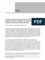 Articles: What ' S Measured Is What Matters: Targets and Gaming in The English Public Health Care System