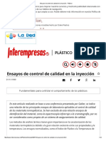 Ensayos de Control de Calidad en La Inyección - Plástico PDF