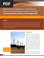 Factores de Incertidumbre en La Formulación Financiera de Proyectos de Energías Renovables