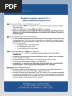 English Language Learner (ELL) Initial Assessment Information