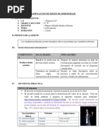 Planificacion de Sesión de Aprendizaje Descripcion