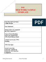 Psu Teacher Work Sample Template 2012