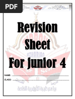 English Revision Sheet For Junior 4