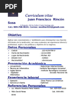 Juan Francisco Rincon Sosa Curriculum Vitae