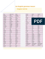 Irregular Verb List English Grammar Lesson