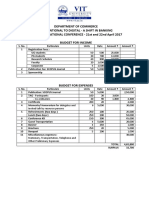 Department of Commerce Conventional To Digital - A Shift in Banking A TWO DAY NATIONAL CONFERENCE - 21st and 22nd April 2017 Budget For Income