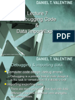 Debugging Code & Data Import/Export