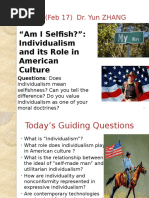 "Am I Selfish?": Individualism and Its Role in American Culture