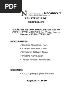 Proyecto de Mecanica Analisis Estructural de Un Techo Tipo How Empresa Doctor Wash