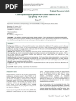 Clinicopathological Profile of Ovarian Tumors in The Age Group 10-20 Years