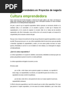 Cultura Emprendedora en Proyectos de Negocio