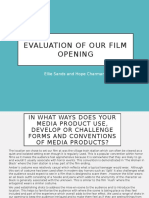 Evaluation of Our Film Opening: Ellie Sands and Hope Charman