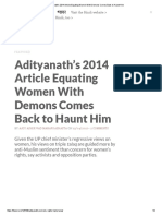 Adityanath's 2014 Article Equating Women With Demons Comes Back To Haunt Him BJP RSS Hindutva