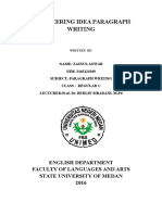 Engineering Idea Paragraph Writing: English Department Faculty of Languages and Arts State University of Medan 2016