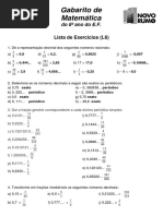 Lista l6 Gabarito 8 Ano