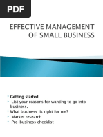 Effective Management of Small Business