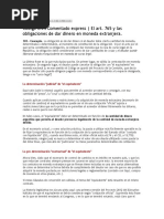 Código Civil Comentado Express El Art. 765 y Las Obligaciones de Dar Dinero en Moneda Extranjera.