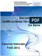 Justificaciones Ciencias PAES 2016