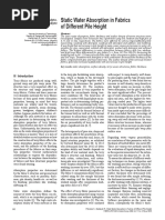 Static Water Absorption in Fabrics of Different Pile Height