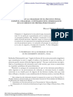 Problemas de La Oralidad en El Proceso Penal Español (Oralidad, Contradicción, Inmediación de Los Medios de Prueba Personales