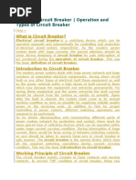 Electrical Circuit Breaker - Operation and Types of Circuit Breaker