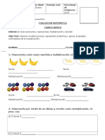 Prueba de Matemática Adaptada Multiplicación 4º Básico