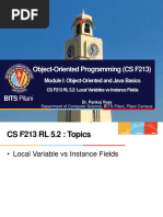 Object-Oriented Programming (CS F213) : BITS Pilani