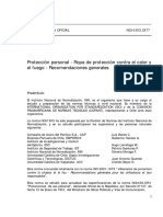 NCH 1303-1977 Ropa de Protección Contra El Calor y Fuego Industrial