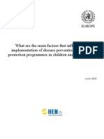 What Are The Main Factors That Influence The Implementation of Disease Prevention and Health Promotion Programmes in Children and Adolescents?