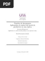 Gestion de Inventarios. Aplicacion Al Control Del Stock de Productos en Una Optica.