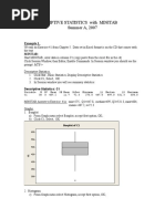 Descriptive Statistics With Minitab Summer A, 2007: Example 1