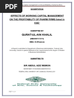 Qurat-Ul-Ain Khalil: Effects of Working Capital Management On The Profitability of Pharm Firms Listed in KSE