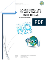 Analisis Del Uso Del Agua Potable en El Hogar Durante 3 Meses