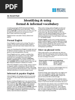 Identifying Formal and Informal Vocabulary PDF