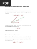 Dependencia e Independencia Lineal de Vectores