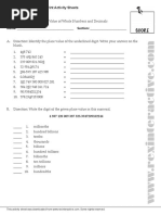 Downloadable/Ready-to-Print Activity Sheets Math 6 Place Value of Whole Numbers and Decimals Name: - Section