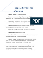 Tipos de Papel