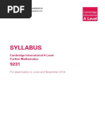 As & A Level Further Mathematics 2014 Syllabus