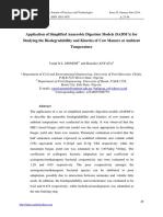 Application of Simplified Anaerobic Digestion Models (SADM's) For Studying The Biodegradability and Kinetics of Cow Manure at Ambient Temperature