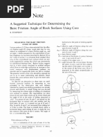 A Suggested Technique For Determining The Basic Friction Angle of Rock Surface Using Core