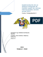 Implementación de Un Sistema Integrado de Gestión Según Las Normas Internacionales Versión Actual 2015