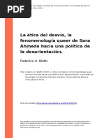 BIETTI, Federico U. - La Etica Del Desvio, La Fenomenologia Queer de Sara Ahmede Hacia Una Politica de La Desorientacion