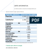 Carta Informativa Consumo de Energia