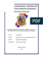 Dimecionamiento de Un Sistema Termosolar para La Obtención de Agua Caliente