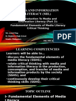 Introduction To MIL (Part 3) - Elements of Media Literacy and Critical Thinking