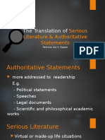 The Translation of Serious Literature & Authoritative Statements - Poetry - Patricia Iris v. Razon