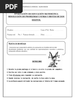 Prueba Resolución de Problemas, Sumas y Restas