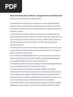 Recomendaciones para La Confección y Entrega de Informes de Observación