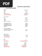 UHT Milk of 3.50% Animal Fat Cost of Raw Milk @6%